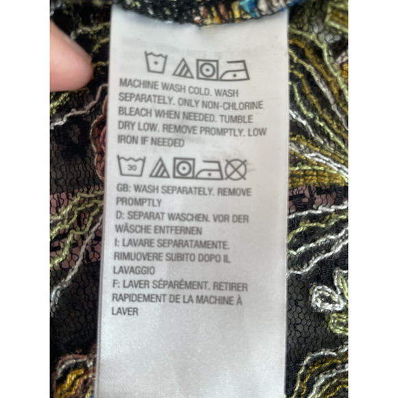 Susan Graver XL Mesh Open Knit Cardigan Foral Embroidered Cottage Dark Romantic - Picture 10 of 11